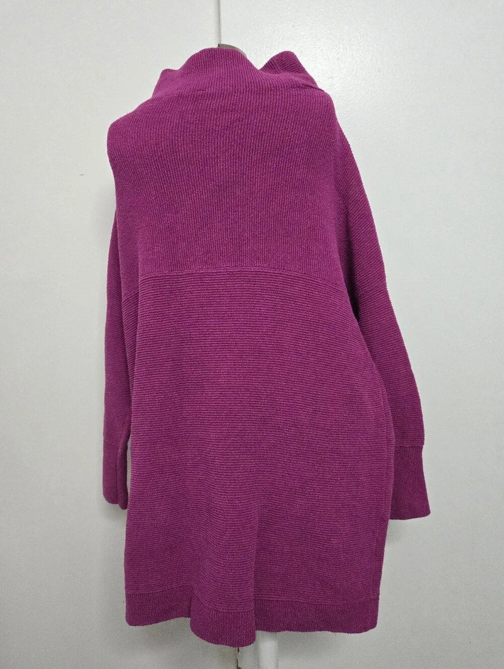 Free People Ottoman Slouchy Tunic Sweater Fuchsia Ribbed Preppy Size Medium - Picture 4 of 6
